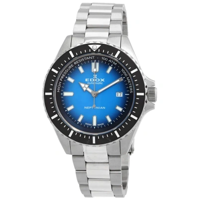 Edox Skydiver Automatic Blue Dial Men's Watch 80120 3nm Buidn In Black