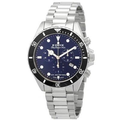 Edox Skydiver Chronograph Quartz Blue Dial Men's Watch 10238 3nm Bui In Black / Blue
