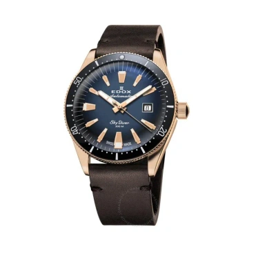 Edox Skydiver Date Automatic Blue Dial Men's Watch 80126 Brn Buidr In Gold
