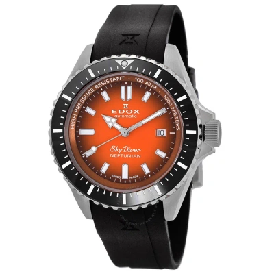 Edox Skydiver Neptunian Automatic Orange Dial Men's Watch 80120 3nca Odn In Black
