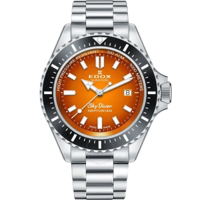 Edox Skydiver Neptunian Automatic Orange Dial Men's Watch 80120 3nm Odn In Metallic