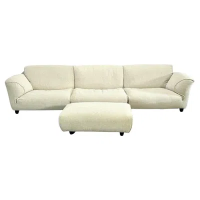 Pre-owned Edra Grande Soffice Sofa And Footstool In Sand
