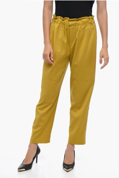 Edra High Waisted Slim Fit Pants In Yellow