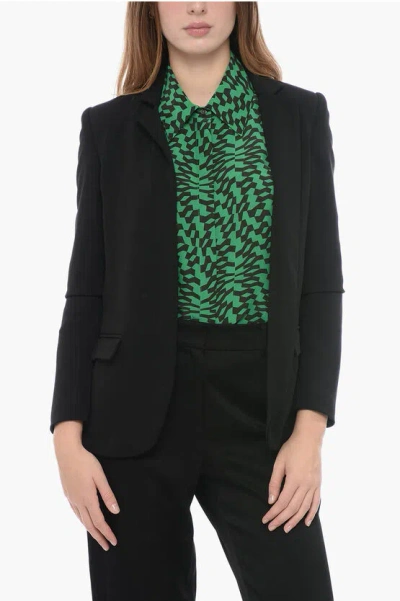 Edra Solid Color Open Front Blazer In Black
