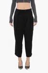 Edra Solid Color Single Pleat Cargo Pants In Black