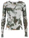 Edun Abstract Print Ribbed Sweater In Green