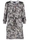 Edun Blotchy Print Shift Dress In Black