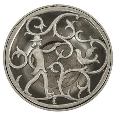 Pre-owned Edvin Ollers Pewter Bowl With Sculptural Openwork Lid, Sweden, 1930s In Gray