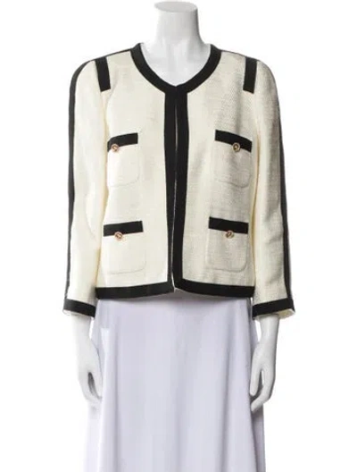 Pre-owned Edward Achour Colorblock Pattern Evening Jacket In White
