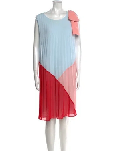 Pre-owned Edward Achour Colorblock Pattern Knee-length Dress In Blue