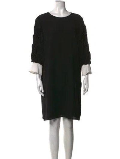 Pre-owned Edward Achour Crew Neck Knee-length Dress In Black