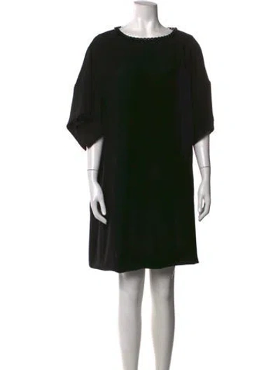 Pre-owned Edward Achour Crew Neck Mini Dress In Black