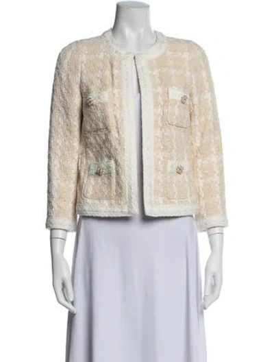 Pre-owned Edward Achour Houndstooth Print Blazer W/ Tags In Neutrals