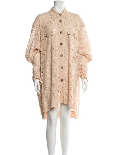 Pre-owned Edward Achour Lace Mini Dress In Neutral
