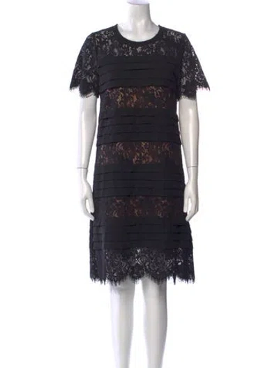 Pre-owned Edward Achour Lace Pattern Knee-length Dress In Black