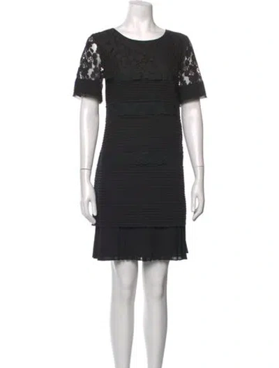 Pre-owned Edward Achour Lace Pattern Mini Dress In Black