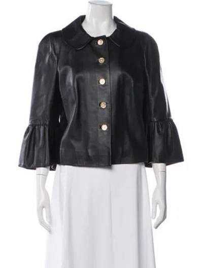 Pre-owned Edward Achour Lamb Leather Jacket In Black