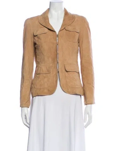 Pre-owned Edward Achour Leather Blazer In Neutral
