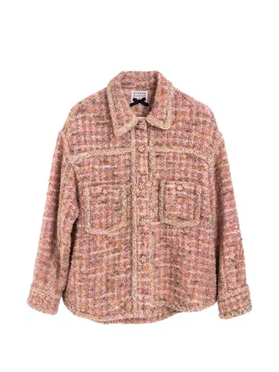 Edward Achour Paris Braided-trim Bouclé Jacket In Pink