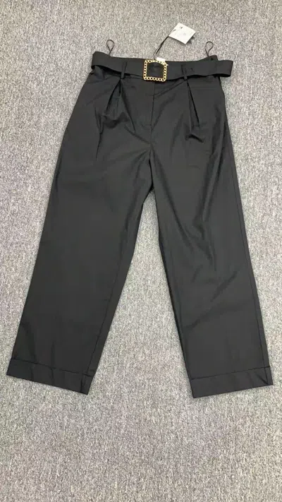 Edward Achour Paris Buckle Belt Casual Pants In Black