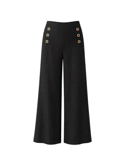Edward Achour Paris Button-detail Wide-leg Trousers In Black