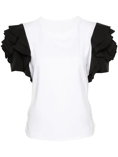 Edward Achour Paris Contrasting-sleeve Colourblock T-shirt In White