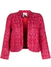 Edward Achour Paris Cropped Tweed Jacket In Red