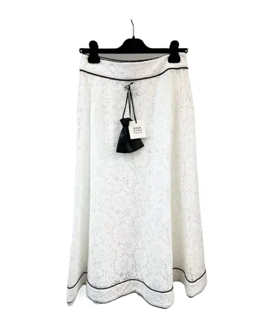 Edward Achour Paris Floral Pattern Midi Skirt In White