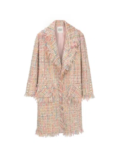 Edward Achour Paris Frayed-edge Tweed Coat In Multi
