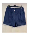 Edward Achour Paris High Waist Denim Shorts In Blue