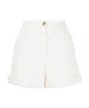 Edward Achour Paris High-waisted Tweed Shorts In White