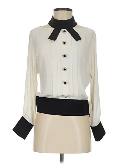 Pre-owned Edward Achour Paris Long Sleeve Blouse In Ivory