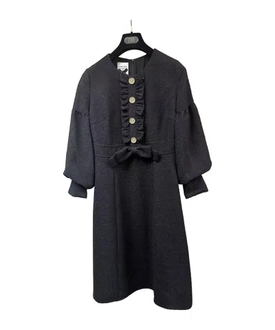 Edward Achour Paris Long-sleeved Dress In Blue