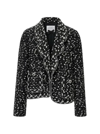 Edward Achour Paris Mélange-effect Bouclé Jacket In Black