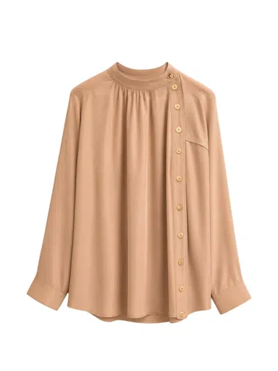Edward Achour Paris Off-centre Pleated Shirt In Animal Print