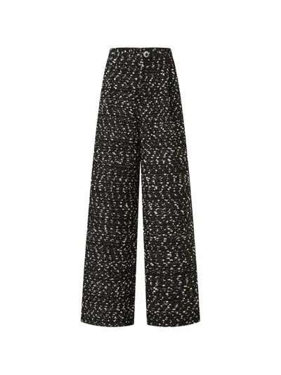 Edward Achour Paris Patterned Wide-leg Trousers In Black