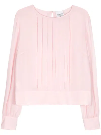 Edward Achour Paris Pleat-detailed Sheer Blouse In Pink