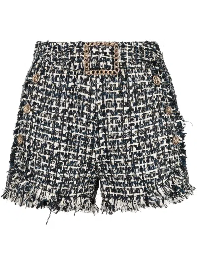 Edward Achour Paris Rough-cut Tweed Shorts In Schwarz