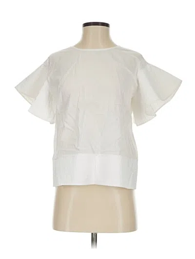 Pre-owned Edward Achour Paris Short Sleeve Blouse In Ivory