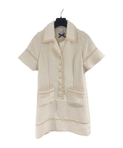 Edward Achour Paris Short-sleeved Lapel Dress In Nude