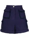 Edward Achour Paris Tweed Pocketed Shorts In Blau