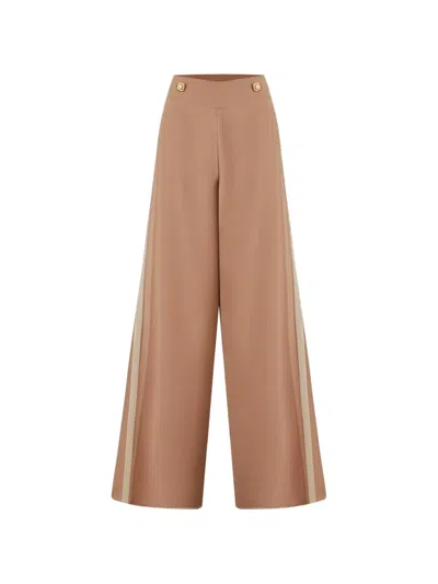 Edward Achour Paris Wide-leg Tailored Tousers In Brown