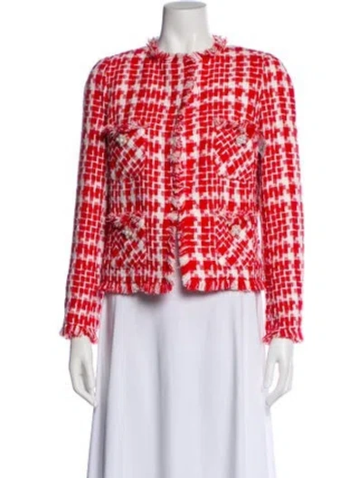 Pre-owned Edward Achour Plaid Print Evening Jacket In Pink