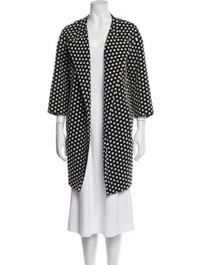Pre-owned Edward Achour Polka Dot Print Coat In Black