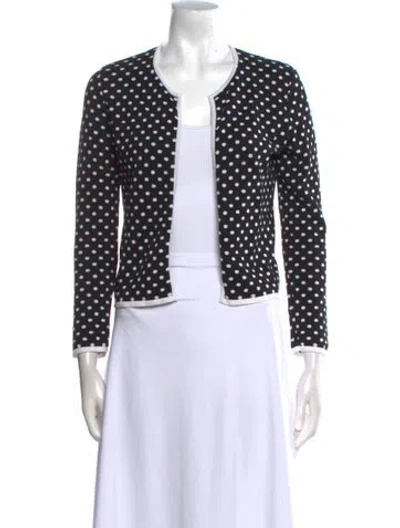 Pre-owned Edward Achour Polka Dot Print Open Front Sweater In Black