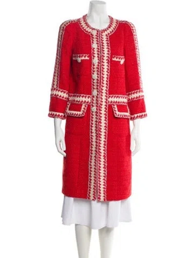 Pre-owned Edward Achour Printed Coat W/ Tags In Red