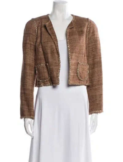 Pre-owned Edward Achour Silk Tweed Pattern Blazer In Brown