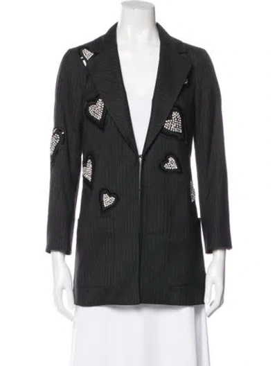 Pre-owned Edward Achour Striped Blazer In Gray