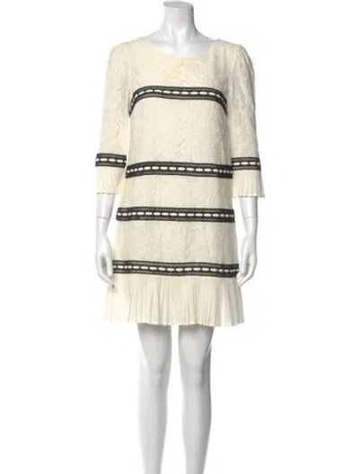 Pre-owned Edward Achour Striped Mini Dress In Neutral