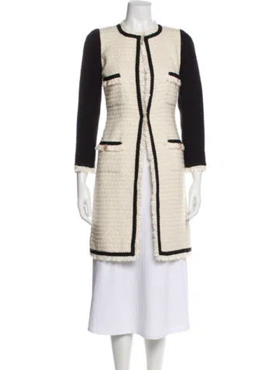 Pre-owned Edward Achour Tweed Coat In Neutral